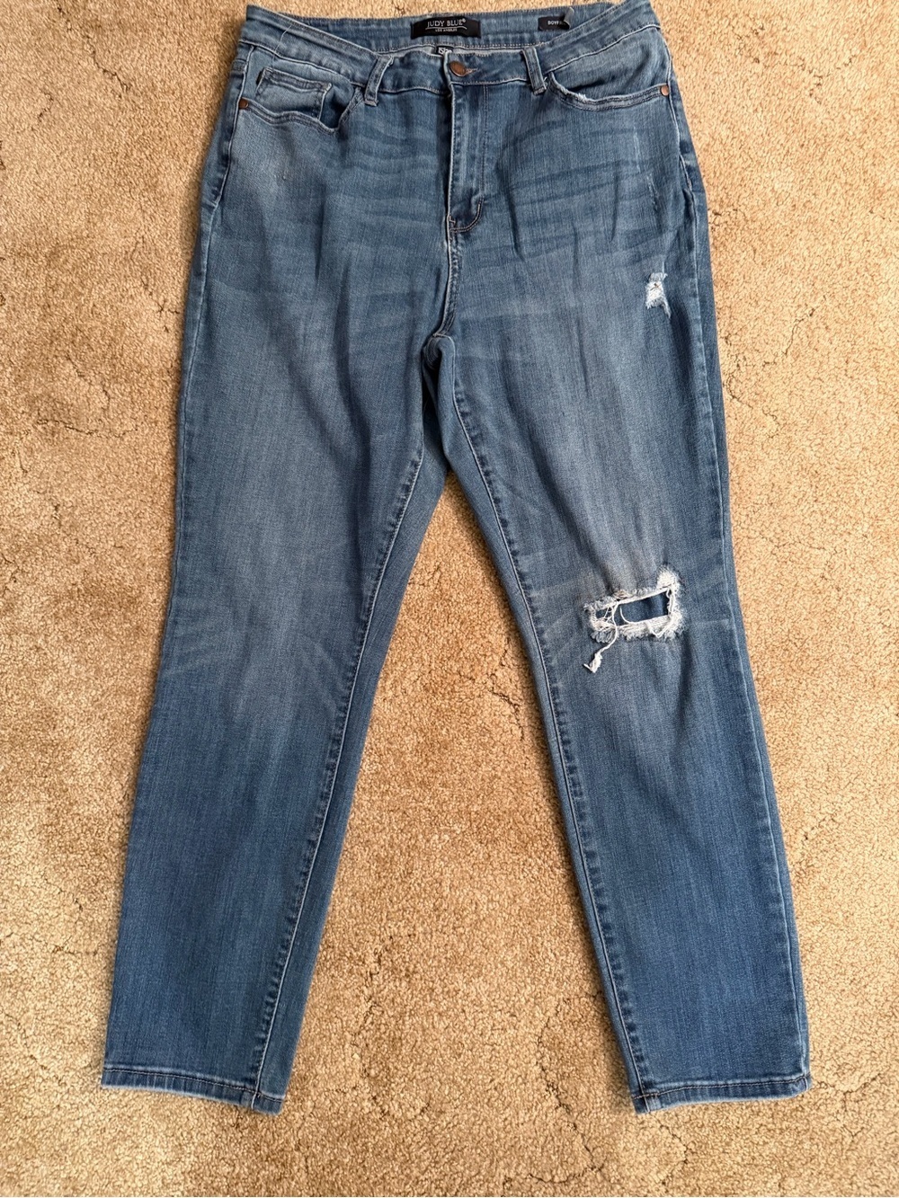 Distressed High-Rise Women's Jeans - Blue